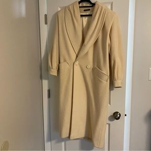 Vintage wool blend long pea coat Off white Sz Large